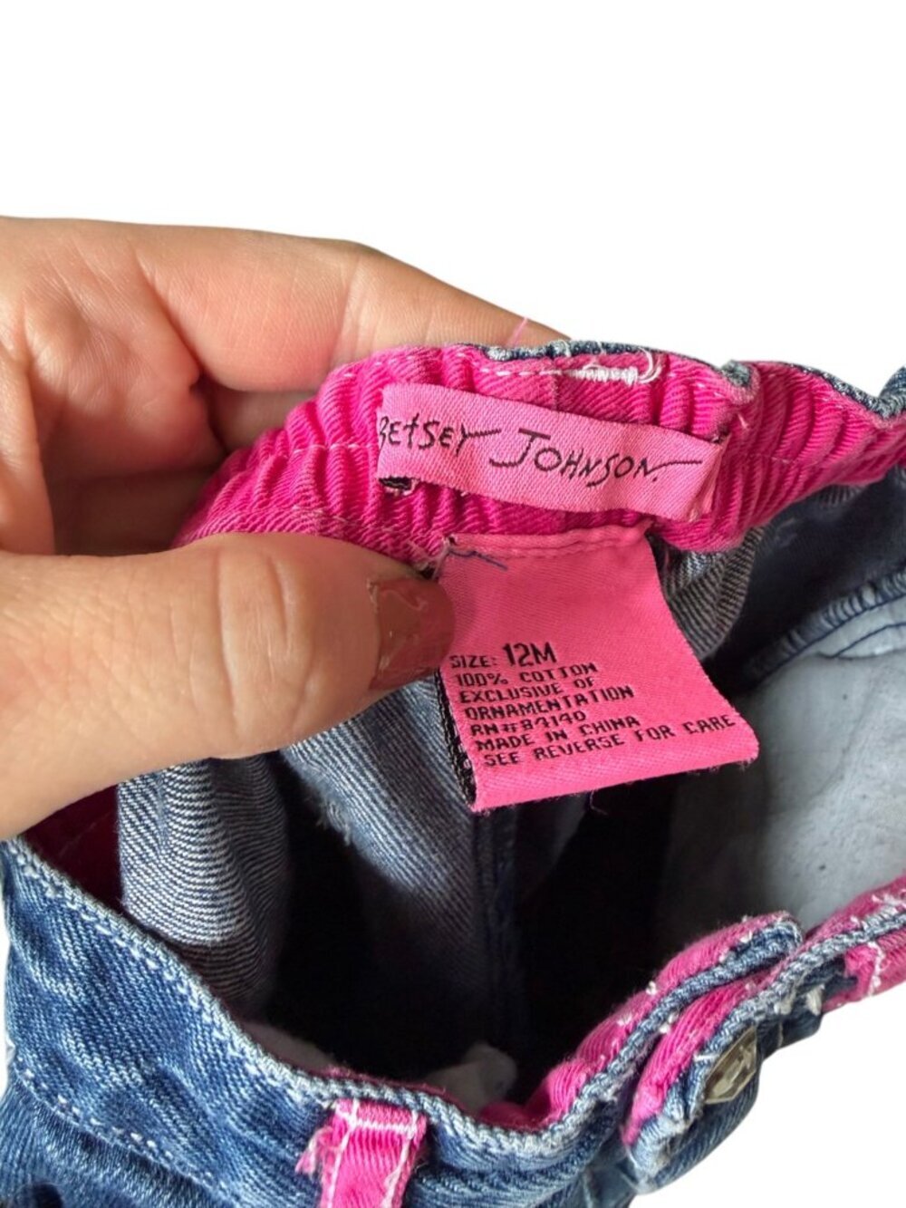Vintage Y2K Betsey Johnson Baby Denim Flare Jeans 12 Months Pink Hearts - Picture 4 of 5